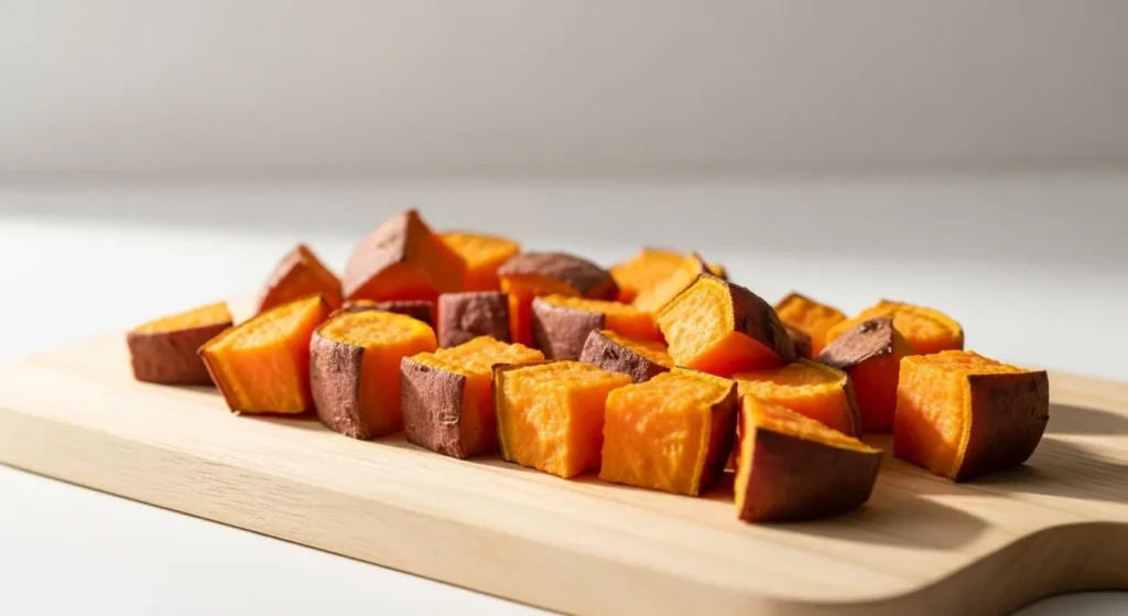 Sliced baked sweet potatoes safe for dogs