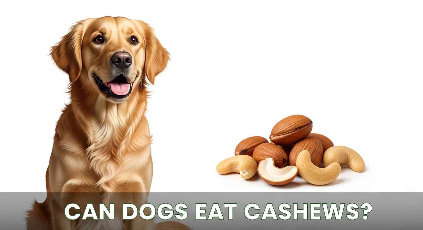 Happy dog looking at cashews safely.