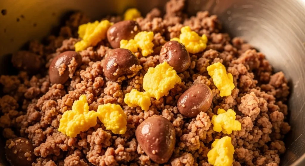 High-protein turkey and egg homemade cat food.