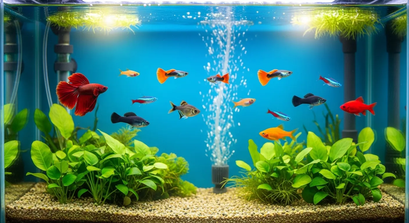 Vibrant aquarium with easy-care fish species
