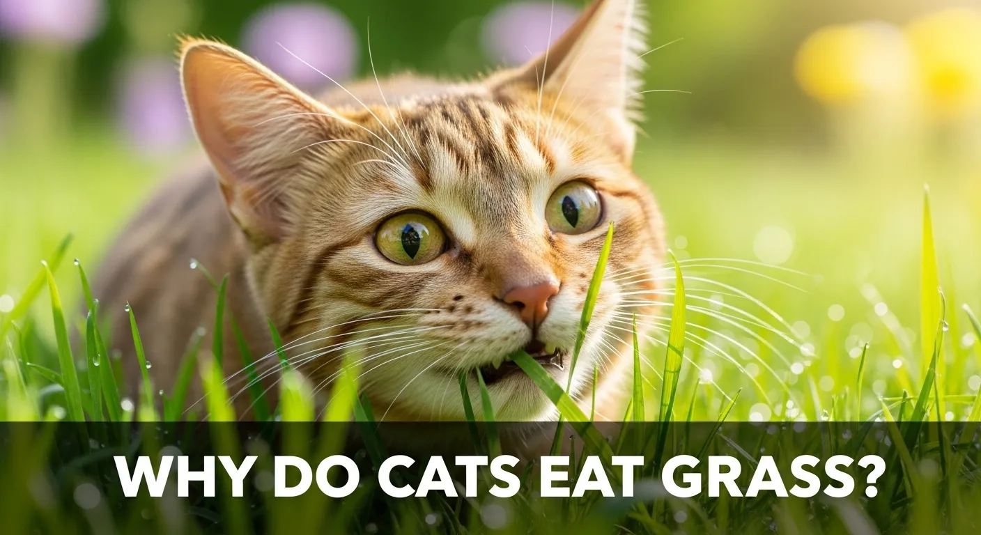 Tabby cat eating grass thumbnail for blog post