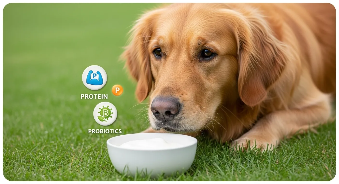 Dog with yogurt bowl thumbnail.