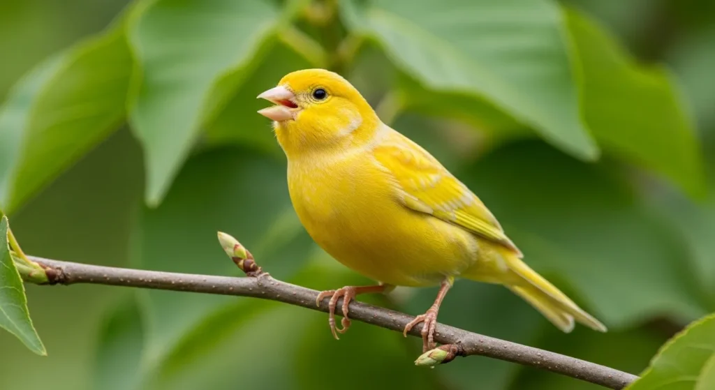 Yellow canary on branch
