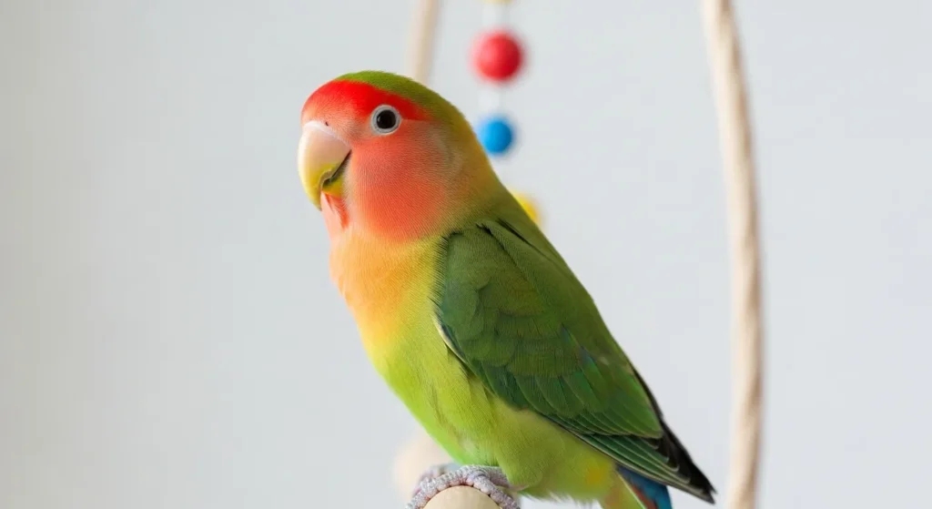 Peach-faced lovebird perched