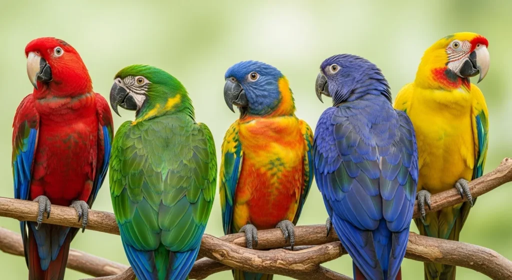 Five vibrant parrot breeds